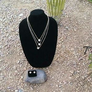 Tricolor butterfly necklace and earring set